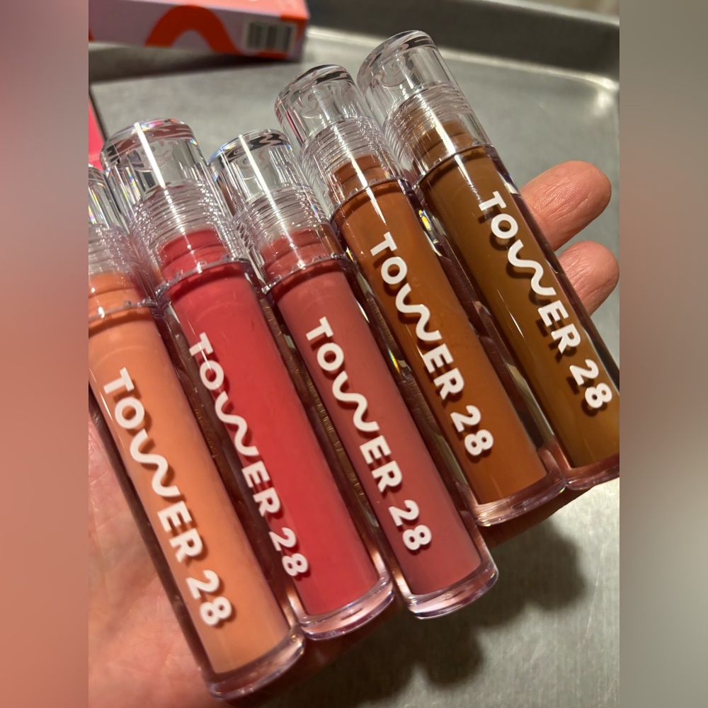 Tower 28 Mini Liquid Lip gloss Set — Peach, Coral, Rose, Mauve & Brown Shades